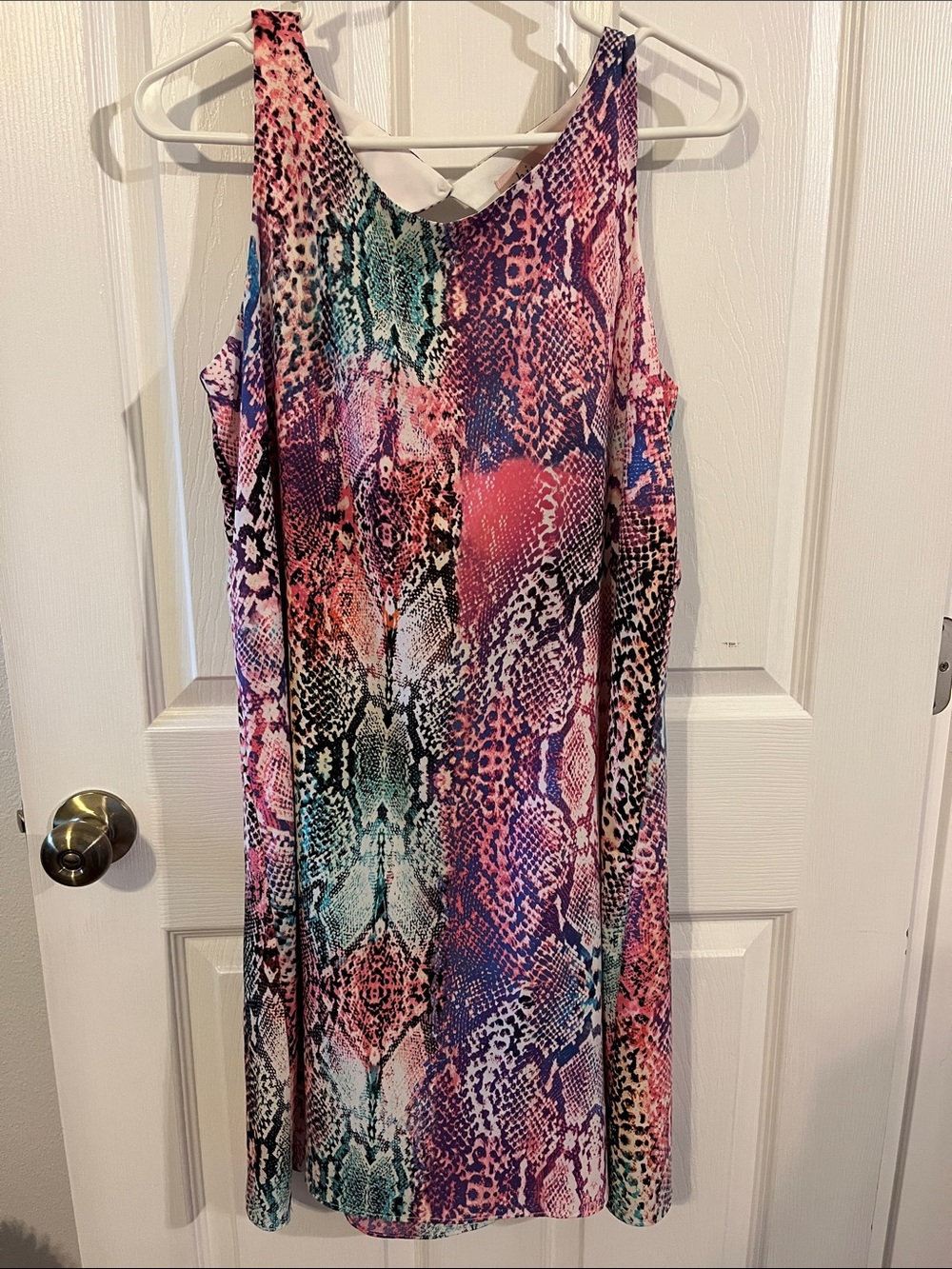 Philosophy Multicolor Snake-Print Tank Dress — Pink, Blue, Green